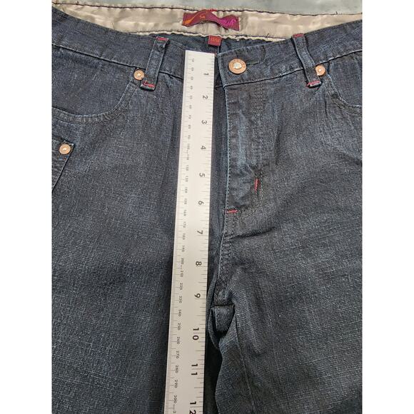 Vintage Fetish Low Rise Flare Leg Denim Jeans Size 13/14 Blue Dark Wash Stretch - Picture 3 of 13